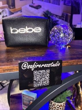 bebe Black Pebbled Logo Pouch